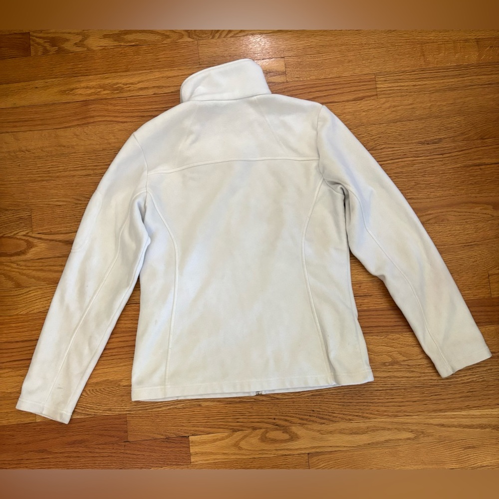 Columbia Fleece Jacket Women’s Medium White Zipper Closure Pockets STAINED Paint - Picture 8 of 10